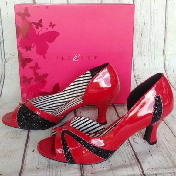 PLEASER | Red & Black Patent Leather Jenna Heels Size 14M. New in the box! - Picture 4 of 16